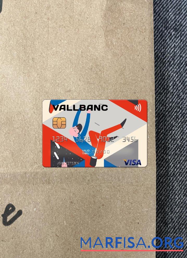 Realistic Andorra Vall Banc visa card photolook front example